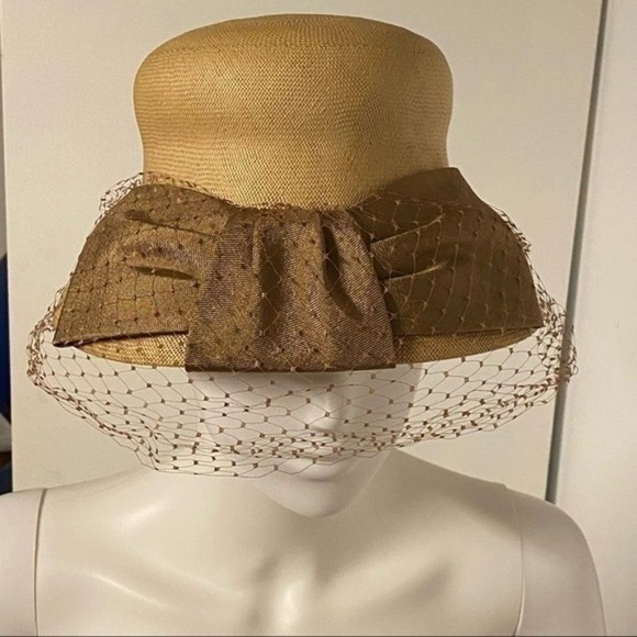 Stunning vintage fascinator! - fine straw and silk - Picture 4 of 12